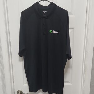 Clover Logo Black Polo Shirt